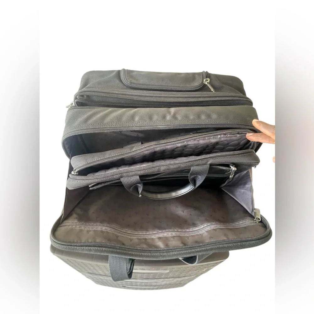 TUMI Alpha Briefcase Black Nylon Wheeled 26104D4 Office Carry On Travel